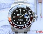 Clone Rolex GMT-Master II Stainless Steel Black and Red Ceramic Watch 40mm